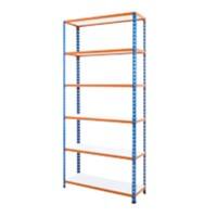 BiGDUG Shelving Unit 6 Shelves Melamine, Steel 1,220 x 305 x 1,980 mm Blue, Orange