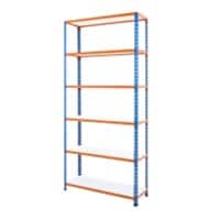 BiGDUG Shelving Unit 6 Shelves Melamine, Steel 1,220 x 455 x 1,980 mm Blue, Orange