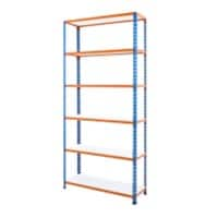 BiGDUG Shelving Unit with 6 Levels Melamine, Steel 1980 x 1220 x 455 mm Blue, Orange