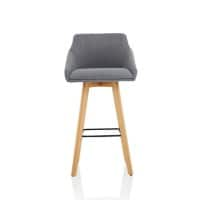 Dynamic Bar Stool with Fixed Armrests Carmen Fabric Grey, Wood