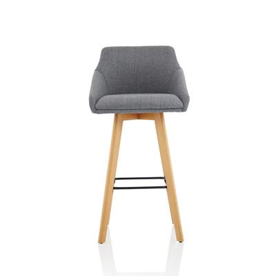 Dynamic Bar Stool with Fixed Armrests Carmen Fabric Grey, Wood