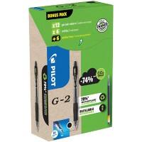 Pilot Rollerball Pen 0.32 mm G2 Black Pack of 12 Pens and 12 Refills