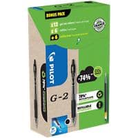 Pilot Rollerball Pen G2 Black Pack of 12 Pens and 12 Refills