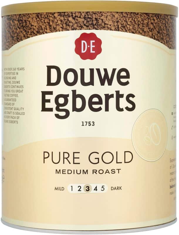 Douwe egberts pure gold instant coffee tin medium roast 750 g