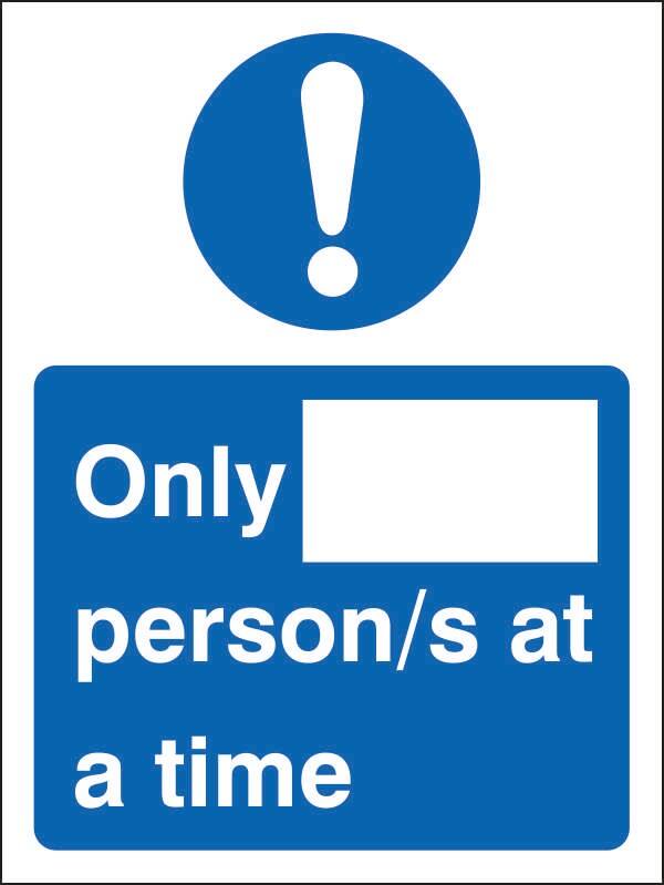 Seco Health and Safety Poster Only __ person/s at a time Adhesive Vinyl 20 x 30 cm M408SAV