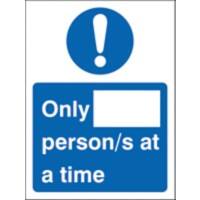 Seco Health and Safety Poster Only __ person/s at a time Adhesive Cling Film 20 x 30 cm M408WC