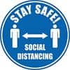 Seco Floor Sticker Stay safe, social distancing Blue Anti-Slip Laminate Blue, White 30 x 30 cm Pack of 2