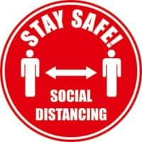 Seco Floor Sticker Stay safe, social distancing Red Anti-Slip Laminate Red, White 30 x 30 cm Pack of 2