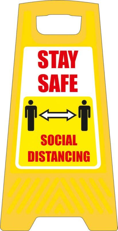 Seco Warning Sign Stay safe, social distancing Freestanding PP (Polypropylene) 30 x 60 cm FSSSD01