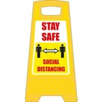 Seco Floor Sign Stay safe, social distancing Polypropylene Yellow 30 x 60 cm