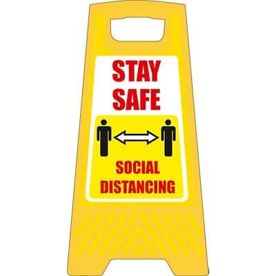 Seco Floor Sign Stay safe, social distancing Polypropylene Yellow 30 x 60 cm