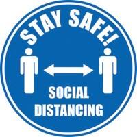Seco Floor Sticker Stay safe, social distancing Adhesive Anti-Slip Laminate 43 x 43 cm 430D