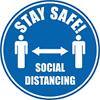 Seco Floor Sticker Stay safe, social distancing Blue Anti-Slip Laminate 43 x 43 cm