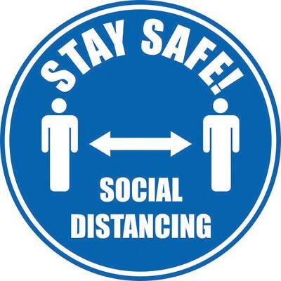Seco Floor Sticker Stay safe, social distancing Blue Anti-Slip Laminate 43 x 43 cm