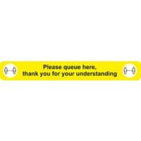 Seco Floor Sticker Please queue here Yellow Anti-Slip Laminate 60 x 8 cm