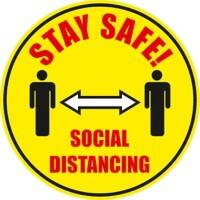 Seco Floor Sticker Stay safe, social distancing Yellow Anti-Slip Laminate 43 x 43 cm