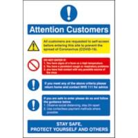 Seco Health and Safety Poster Attention customers Adhesive Vinyl 15 x 20 cm M405SAV