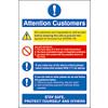 Seco Health & Safety Poster Attention customers Self-Adhesive Vinyl 20 x 30 cm