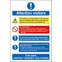 Seco Health & Safety Poster Attention visitors Self-Adhesive Vinyl 15 x 20 cm