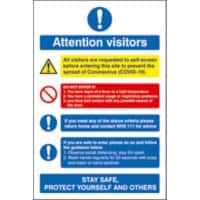 Seco Health and Safety Poster Attention visitors Adhesive Cling Film 20 x 30 cm M406WC