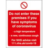 Seco Health & Safety Poster Do not enter premises Window Cling Film Red, White 15 x 20 cm