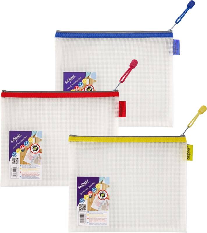 Snopake Zip Lock Bags Eva Mesh EVA (Ethylene-Vinyl Acetate) 25.5 (W)20.5 (H) cm Assorted Pack of 3