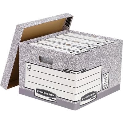 Bankers Box System Large FastFold Archive Boxes Grey 294(H) x 387(W) x 445(D) mm Pack of 10