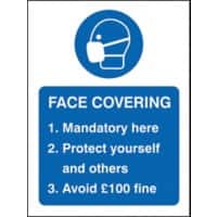 Seco Health and Safety Sign Face covering mandatory here Self-Adhesive Vinyl 20 x 30 cm