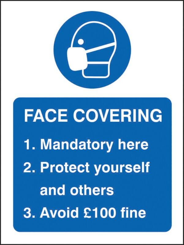 Seco Health and Safety Sign Face covering mandatory here Adhesive Cling Film 20 x 30 cm