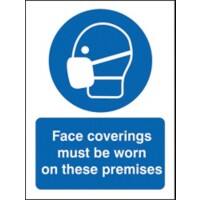 Seco Health and Safety Sign Face coverings must be worn on these premises Self-Adhesive Vinyl Blue, White 20 x 30 cm