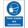 Seco Health and Safety Sign Face masks are mandatory Self-Adhesive Vinyl Blue, White 15 x 20 cm
