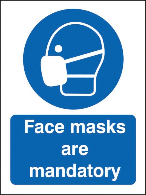 Seco Health and Safety Sign Face masks are mandatory Adhesive Plastic 15 x 20 cm