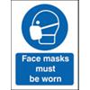Seco Health and Safety Sign Face masks must be worn Self-Adhesive Vinyl Blue, White 15 x 20 cm
