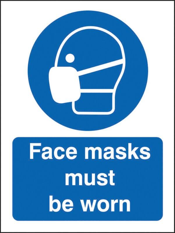 Seco Health and Safety Sign Face masks must be worn Adhesive Cling Film 20 x 30 cm