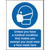 Seco Health and Safety Sign Unless there is a medical exemption, wear a face mask Self-Adhesive Vinyl Blue, White 20 x 30 cm