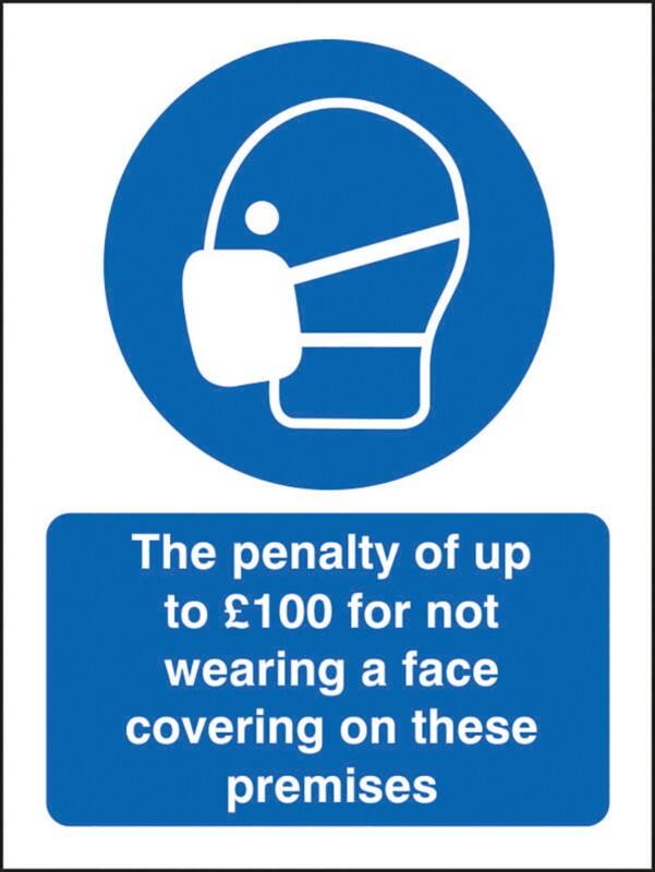 Seco Health and Safety Sign Penalty for not wearing a face mask Adhesive Vinyl 15 x 20 cm