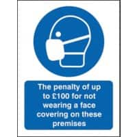 Seco Health and Safety Sign Penalty for not wearing a face mask Self-Adhesive Vinyl 15 x 20 cm