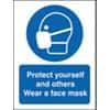 Seco Health and Safety Sign Protect yourself and others, wear a face mask Self-Adhesive Vinyl Blue, White 15 x 20 cm