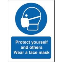 Seco Health and Safety Sign Protect yourself and others, wear a face mask Semi-Rigid Plastic Blue, White 15 x 20 cm