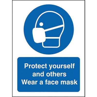 Seco Health and Safety Sign Protect yourself and others, wear a face mask Window Cling Film Blue, White 20 x 30 cm