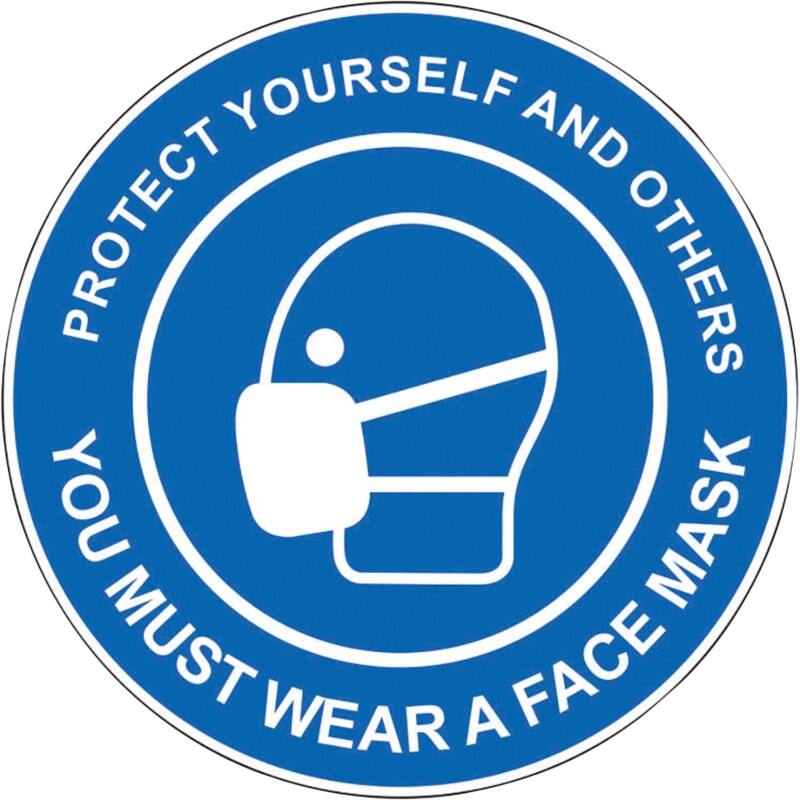 Seco Health and Safety Sign You must wear a face mask Adhesive Anti-Slip Laminate 30 x 30 cm