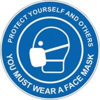 Seco Health and Safety Sign You must wear a face mask Adhesive Anti-Slip Laminate 30 x 30 cm