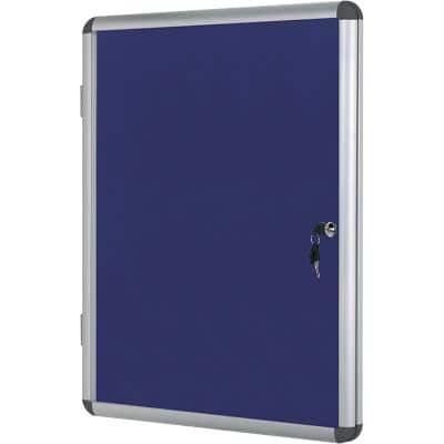 Bi-Office Enclore Earth Lockable Notice Board Non Magnetic 4 x A4 Wall Mounted Felt 50 (W) x 67.4 (H) cm Blue