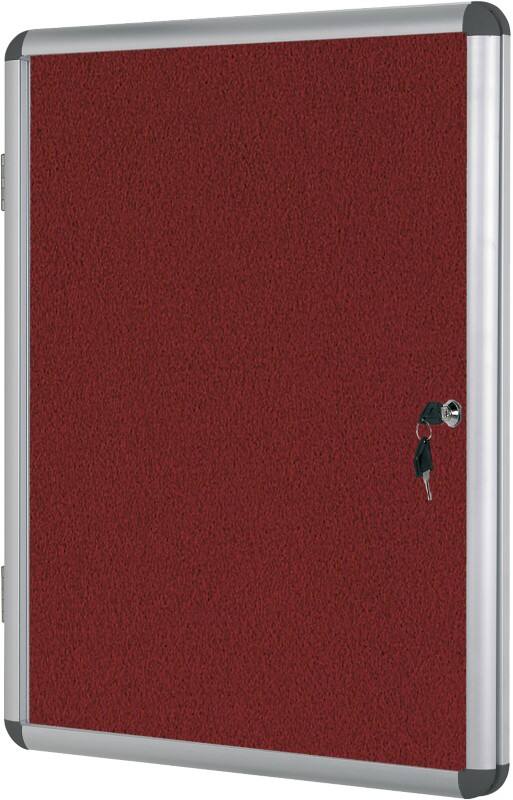 Bi-Office Enclore Earth Lockable Notice Board Non Magnetic 2 x A4 Wall Mounted Felt 36.7 (W) x 50 (H) cm Red