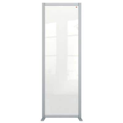 Nobo Freestanding Protective Room Divider Screen Premium Plus 600 x 1800 x 600mm Aluminium, Plexiglass Acrylic Silver