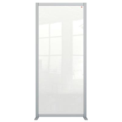 Nobo Freestanding Protective Room Divider Screen Premium Plus 800 x 1800 x 600mm Aluminium, Plexiglass Acrylic Silver