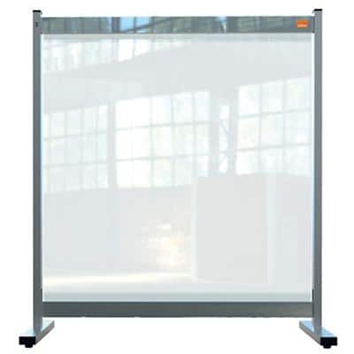 Nobo Freestanding Protective Desk Divider Screen Premium Plus 770 x 860 x 410mm Metal, PVC Silver