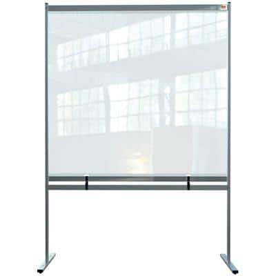 Nobo Freestanding Protective Screen Divider Premium Plus 2060 x 1480 x 610mm Metal, PVC Silver Anodised