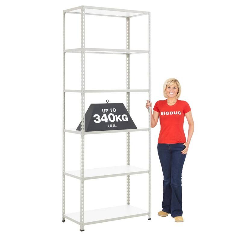 BiGDUG Shelving Unit 6 Shelves Melamine, Steel 1,220 x 730 x 2,440 mm Grey
