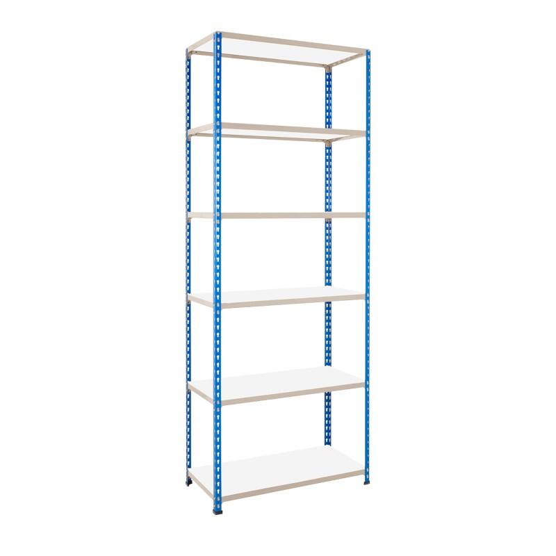 BiGDUG Shelving Unit 6 Shelves Melamine, Steel 915 x 610 x 2,440 mm Blue, Grey